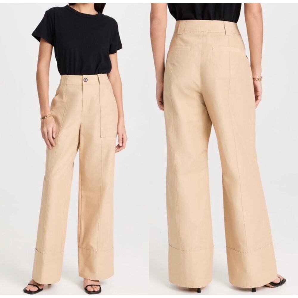 Rails Fran wide leg pants women’s size 10 khaki tan cotton linen minimalist $248